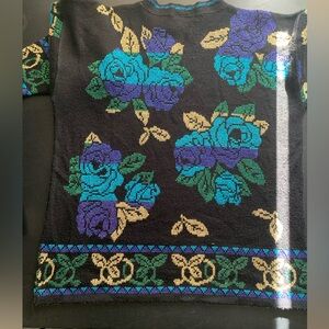 Vintage Holiday Tome metallic Floral Knit Sweater size Large